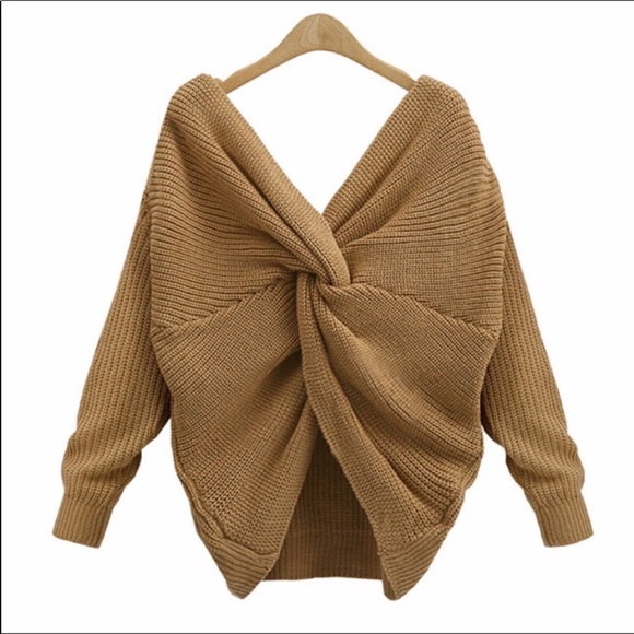 🍁New🍁Camel Twisted Knot Sweater - Picture 4 of 5